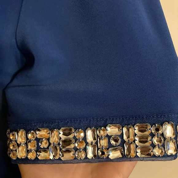 CSC Studio Royal Blue Jeweled Embellished V-Neck - Picture 5 of 8